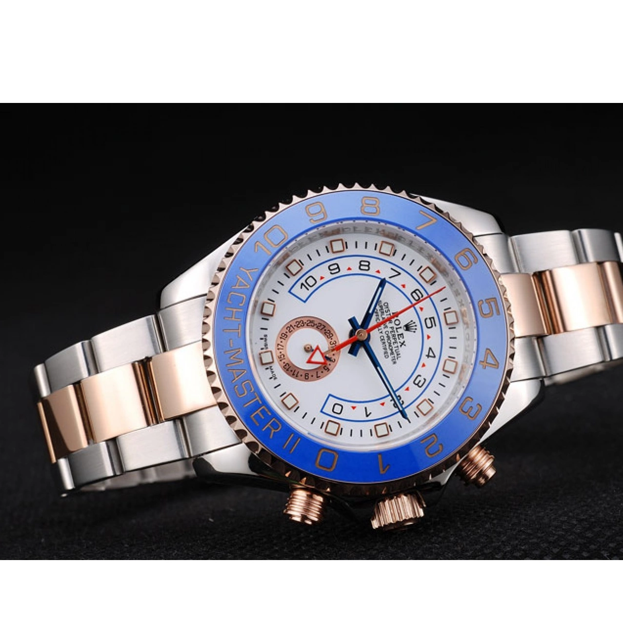 Aaa replica watch Dial Watch Rolex Ceramic Yachtmaster Bezel Blue White 0807